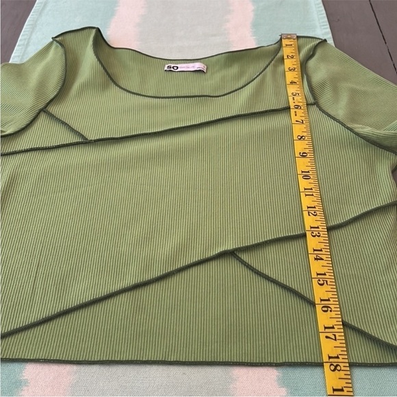 SO Contrast Seam Ribbed Cropped Top Punk Prep Green NWT - Picture 10 of 12